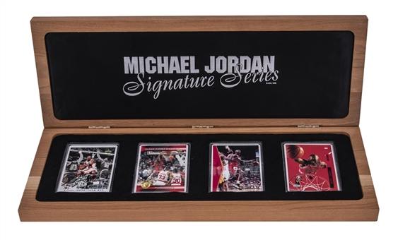 1996 Upper Deck "Michael Jordan - Signature Series" Porcelain Boxed Set (4 Cards) Including Signed Example! - Low Serial #0008/1000 (UDA)